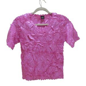 VINTAGE Y2K ORIGAMI MAGICSCARF Scrunch Crinkle Floral Popcorn Pink - One Size